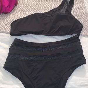 Cutest Target black one shoulder high waisted suit!